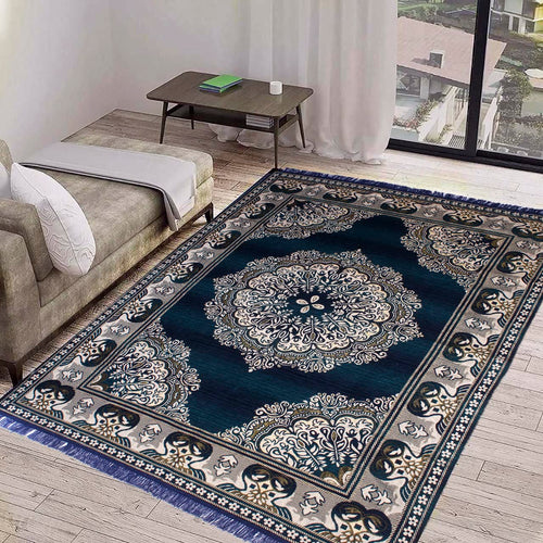 Chenille-Velvet-Carpets-for-Living-Room-5x7-feet-Aqua-Navy-Blue