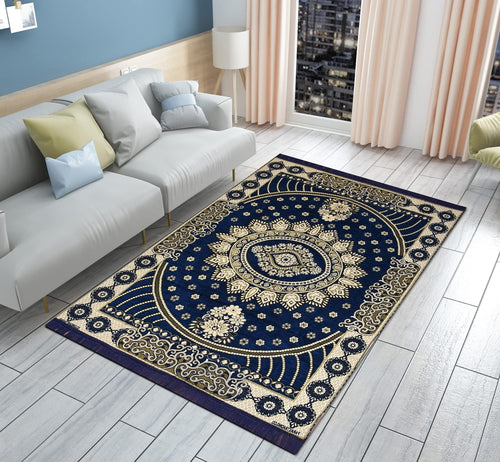 Chenille-Velvet-Carpets-for-Living-Room-5x7-feet-Floral-Blue