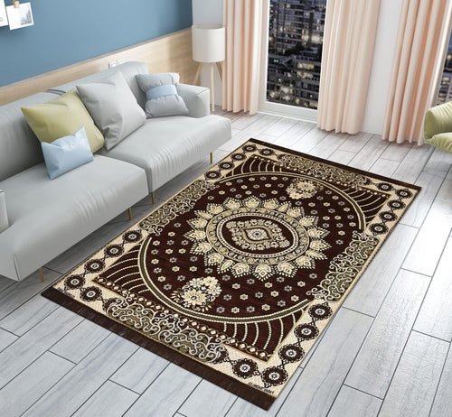 Chenille-Velvet-Carpets-for-Living-Room-5x7-feet-Floral-Brown